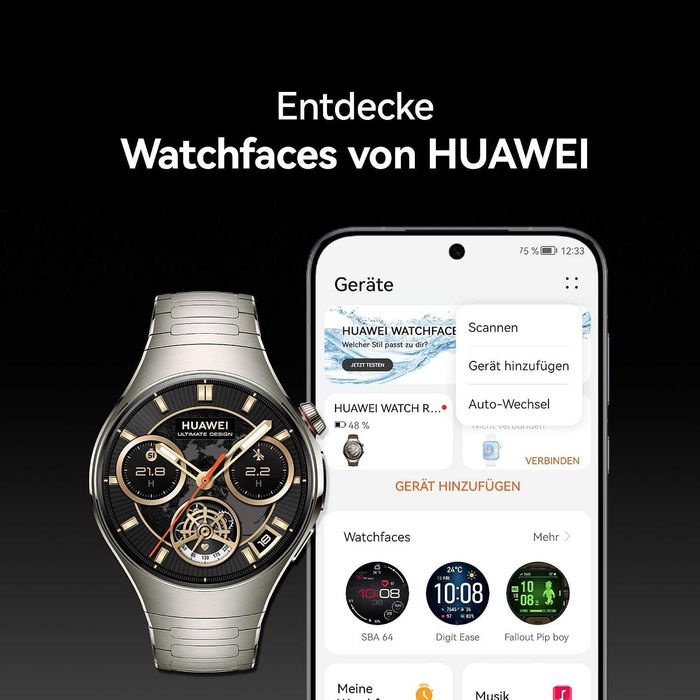 Нов Смарт Водоустойчив Часовник Huawei Watch 5, Rates-L19F, Черен, 2 години Гаранция