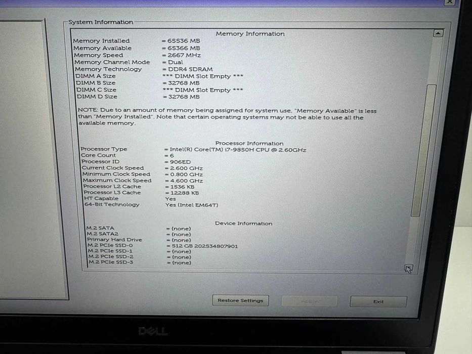 Laptop/Workstation SH Dell Precision 7740 i7-9850H RTX 5000 16 gb 64 GB RAM SSD 512gb