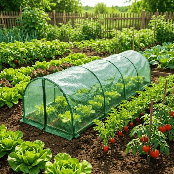 Тунел парник за лехи с армиран найлон сгъваема тунелна оранжерия метал