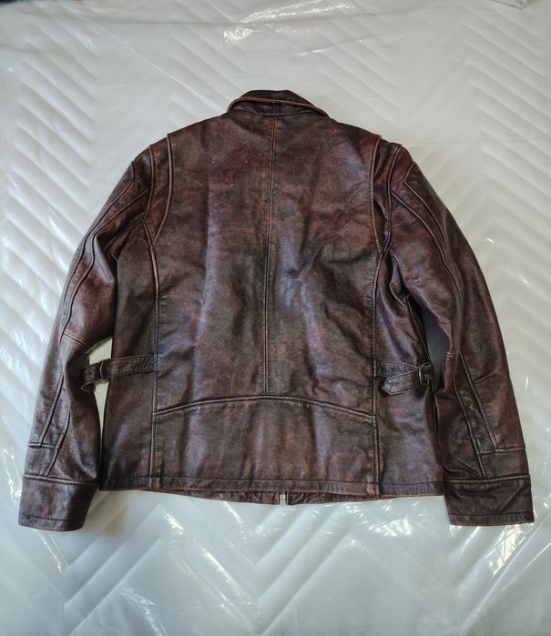 Куртка кожаная из натуральной воловьей кожи, цвет черный, винтажного к