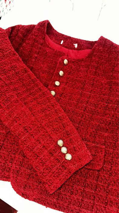 Твидовый красный пиджак