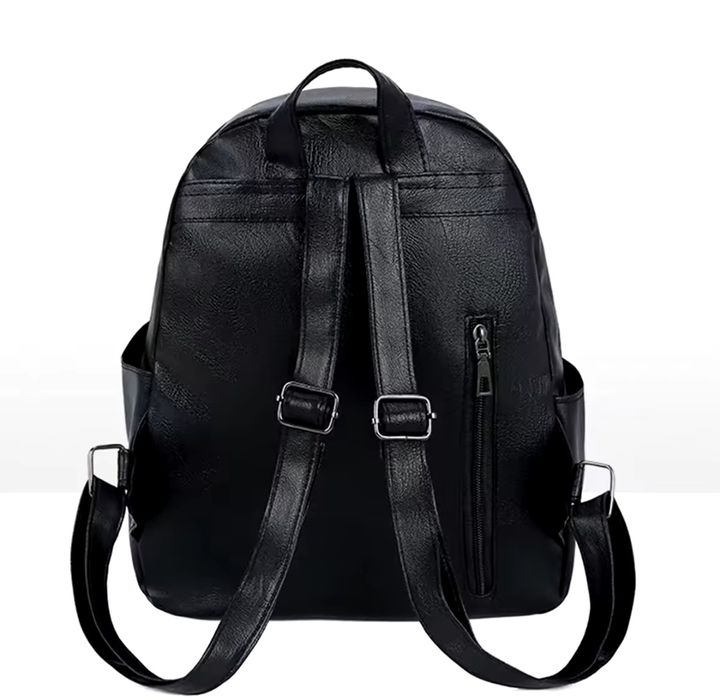 Модерна дамска раница от еко кожа, черна