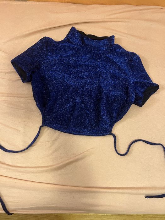 Top sexy albastru cu sclipici