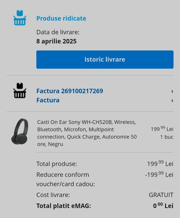 Casti On Ear Sony WH-CH520B