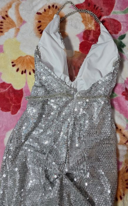 Rochie ocazie lunga argintie