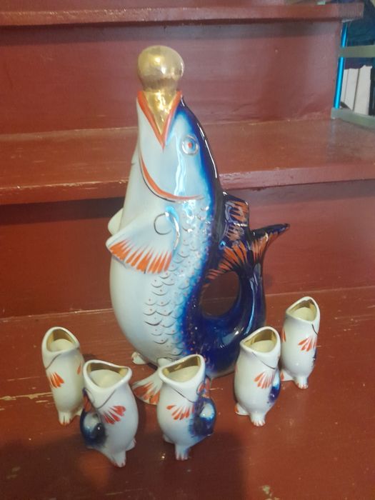 Советский сервиз рыбки с рюмками