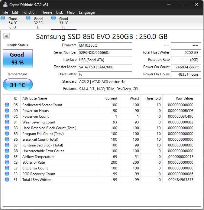 Vand la bucata sau impreuna 2 SSDuri SATA III de 2.5" Samsung 850 EVO de 250 Gb