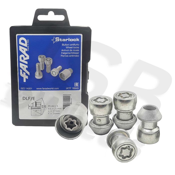 Set piulite antifurt Starlock M14x1.5 Jaguar, Land Rover, Ford