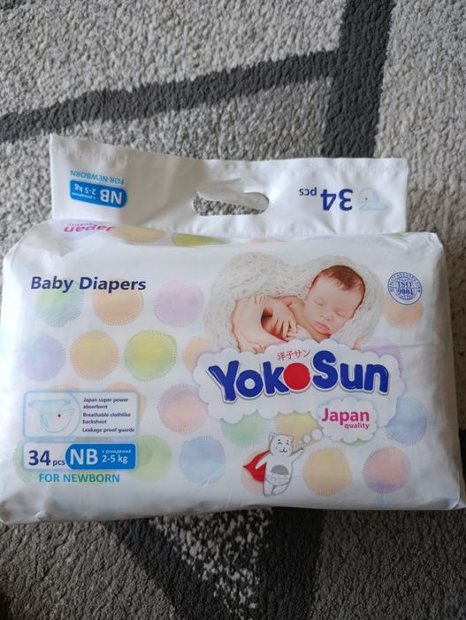 Памперсы YokoSun Япония NB 2-5кг 34 штуки