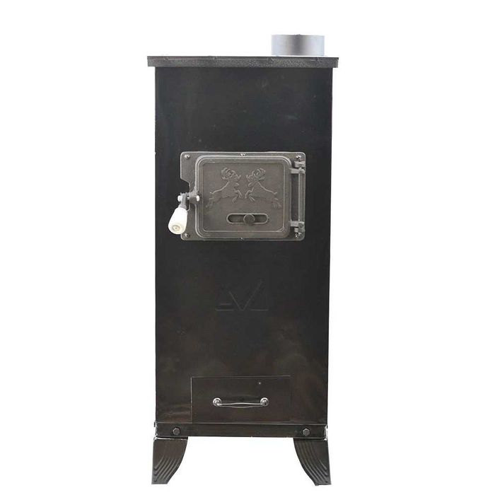 GODIN Soba Lemne Semineu Samotat 7.7kw Negru Cerbi +LIVRARE GRATUITA