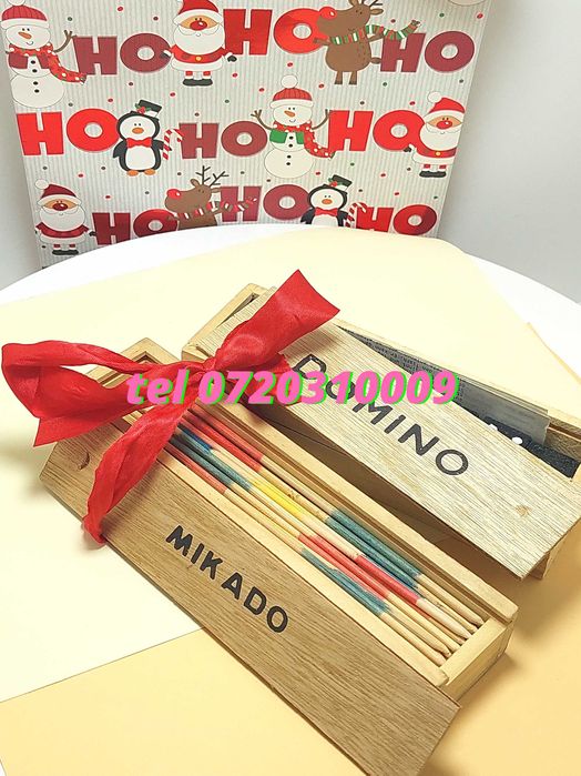 Pachet Cadou Craciun  Joc Marocoo mikadoSi Domino  Transport Gr