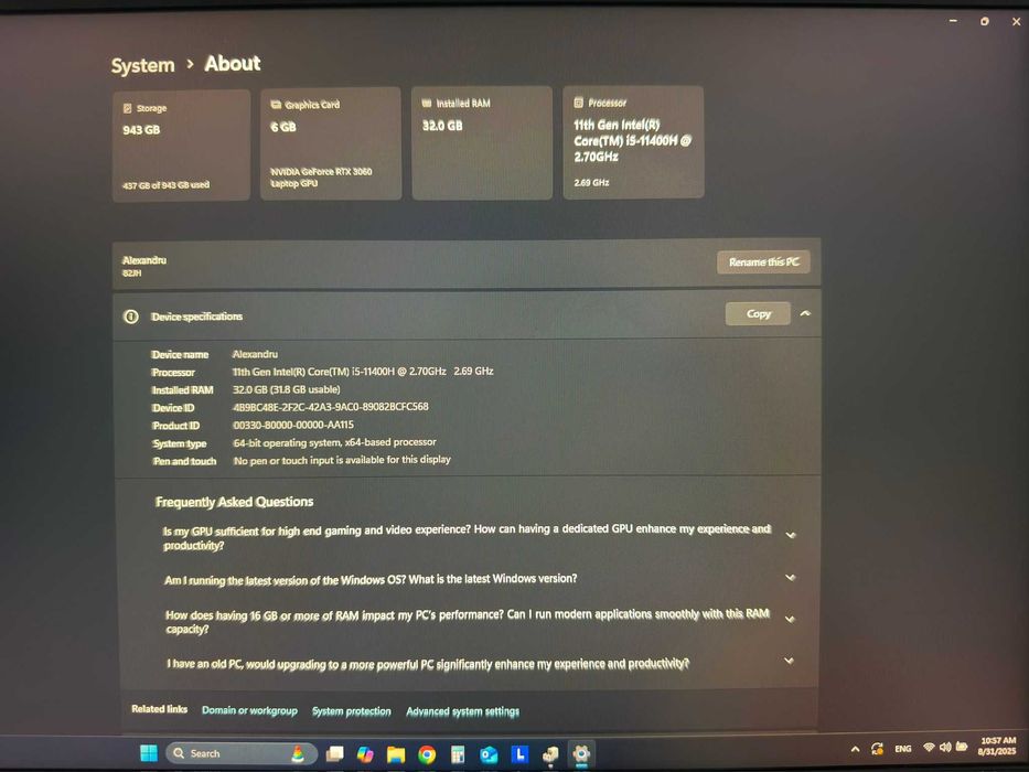 Lenovo Legion 5 15ITH6H  165 Hz, 32GB RAM, 3060 6GB GDDR6