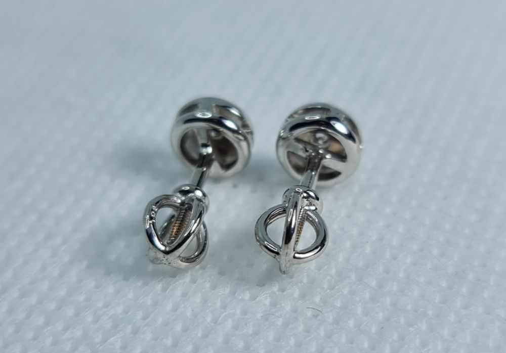 Cercei handmade aur alb 14k cu diamante naturale