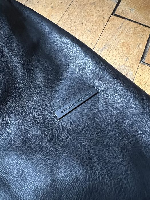 Armani Exchange Faux Leather Jacket Black Кожено Яке Бомбър Еко Кожа