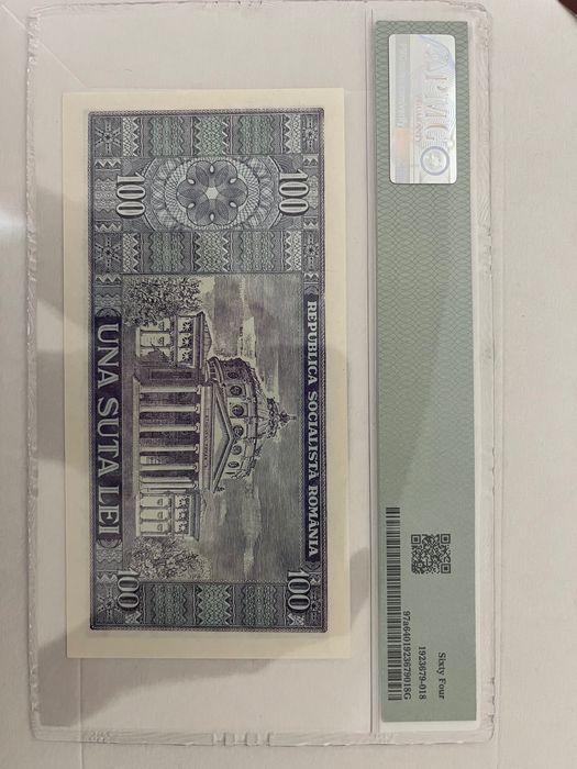 100 lei 1966 UNC gradată PMG