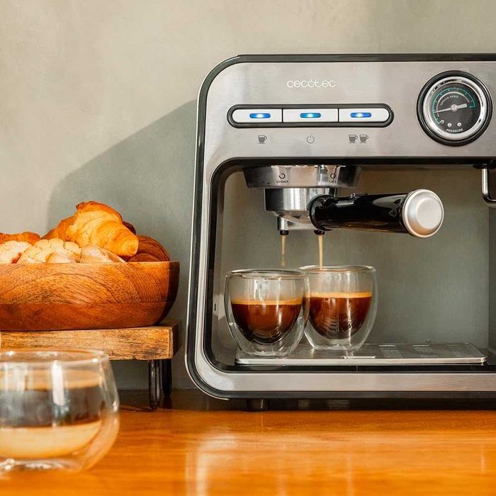 Cecotec Espressomaschine Power Espresso 20 Square Pro, 1450W, 20 бара, , 1 литър, Термоблок, изпарител, 2 чаши за кафе, тава за затопляне на чаши