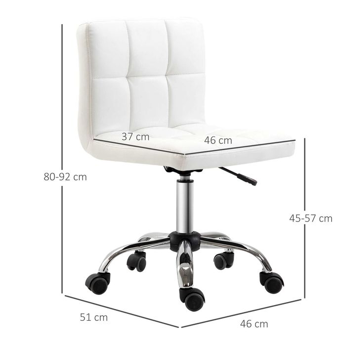 Scaun rotativ din piele sintetica, 46x51x76-88cm, Alb , HOMCOM , x3 buc Disponibile