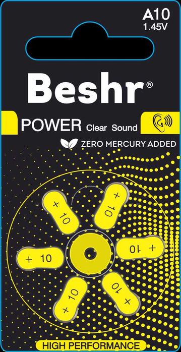 Батарейки для слуховых аппаратов Beshr.Размер(A13,A10,A312,A675) 1.45V