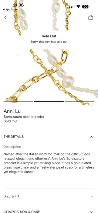 Гривна с позлата и естествени  перли