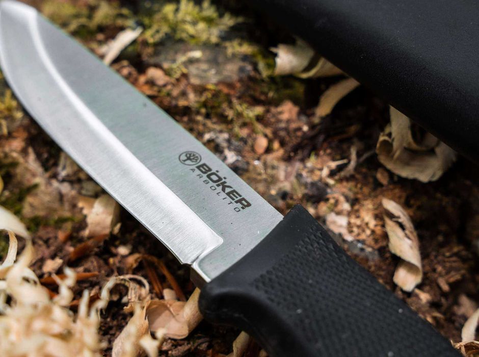Cutit Boker Arbolito BK-1, maner TPE, lama otel N690, teaca piele