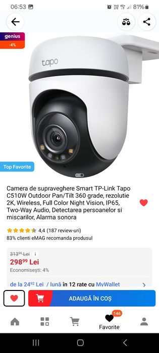 Montez camere de supraveghere wireless rotativ 360 manopera 150 - 300