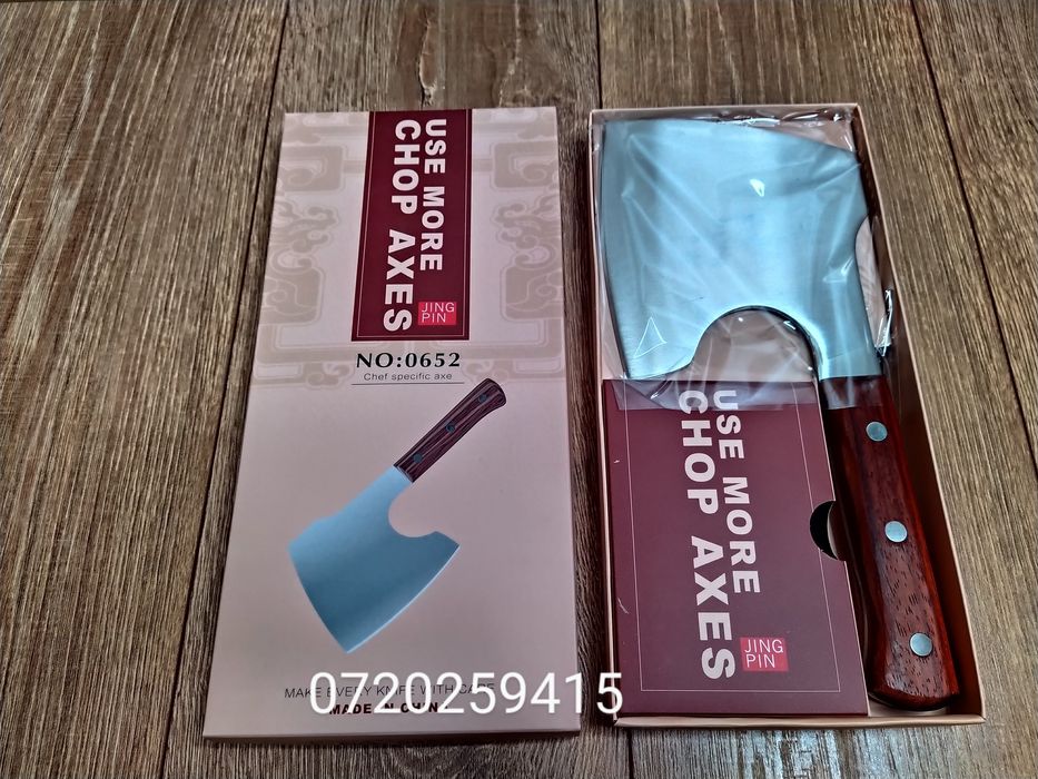 Satar profesional cu maner de lemn, Camping, Macelar, 30 cm