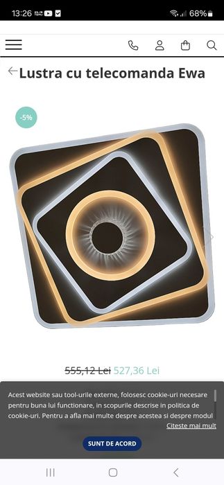 Plafoniera/ Lustra cu telecomandă