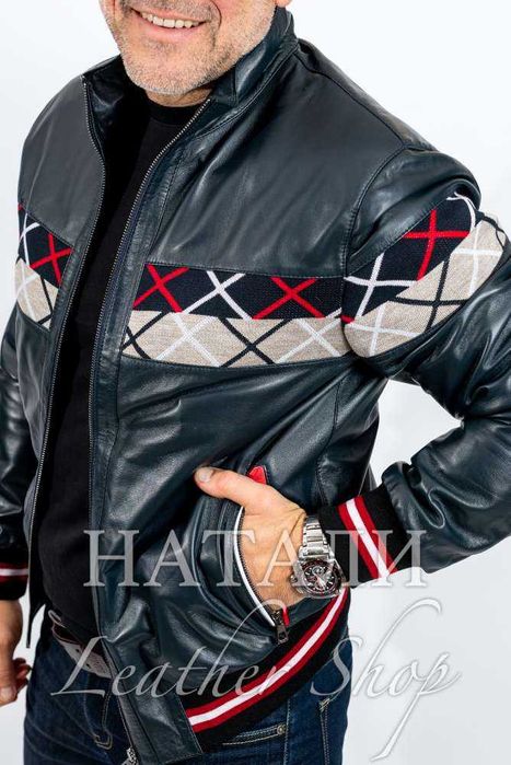 Мъжки кожен бомбър Боби