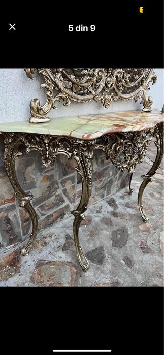 Consola bronz cu blat onix si oglinda !