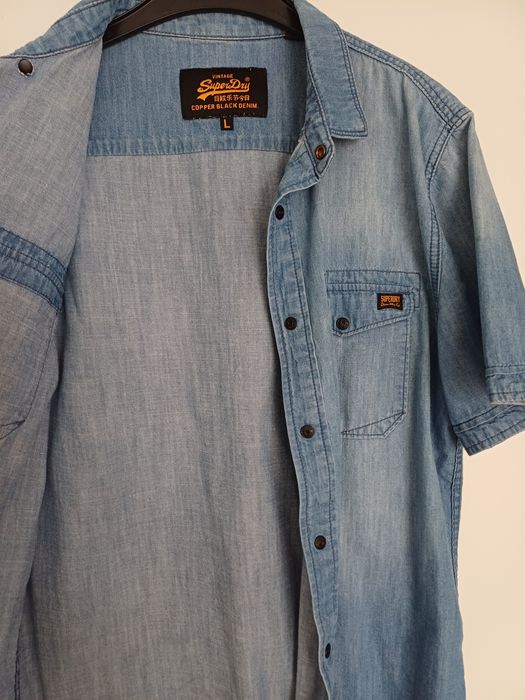 SuperDry, camasa blugi, maneca scurta, marimea L