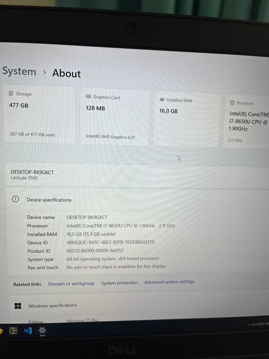 лаптоп Dell Latitude 5590 професионална серия