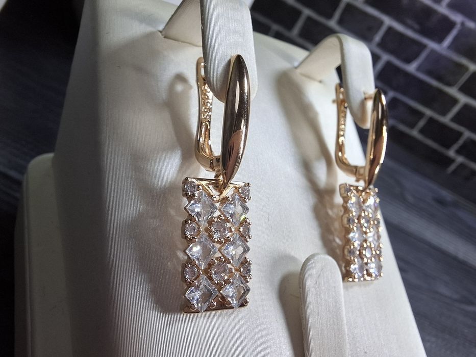 Серьги прямоугольние 585RG под золото