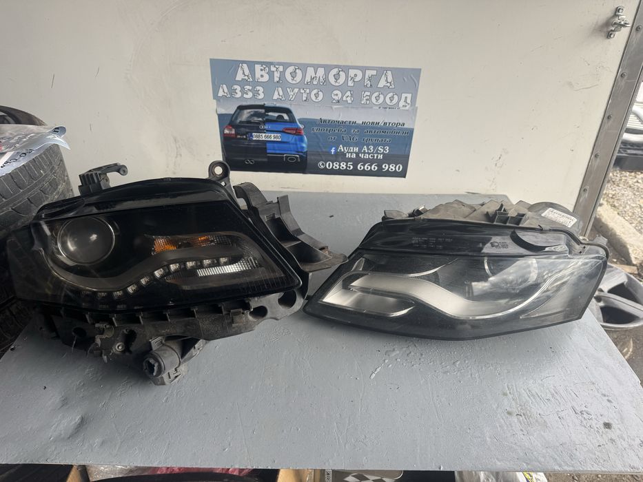 Десен ляв фар за Audi A4 B8 с ксенон и лед без завиване комплект