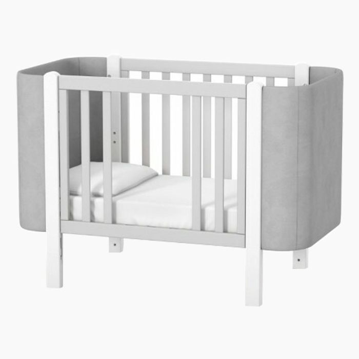 Patut bebelusi lemn masiv Nancy gri 0-6 ani + saltea cocos