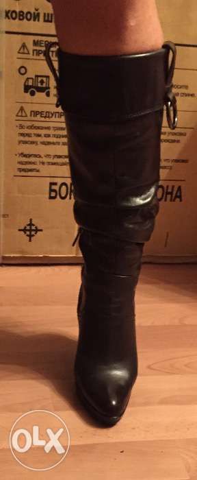 Кожаные сапоги зимние