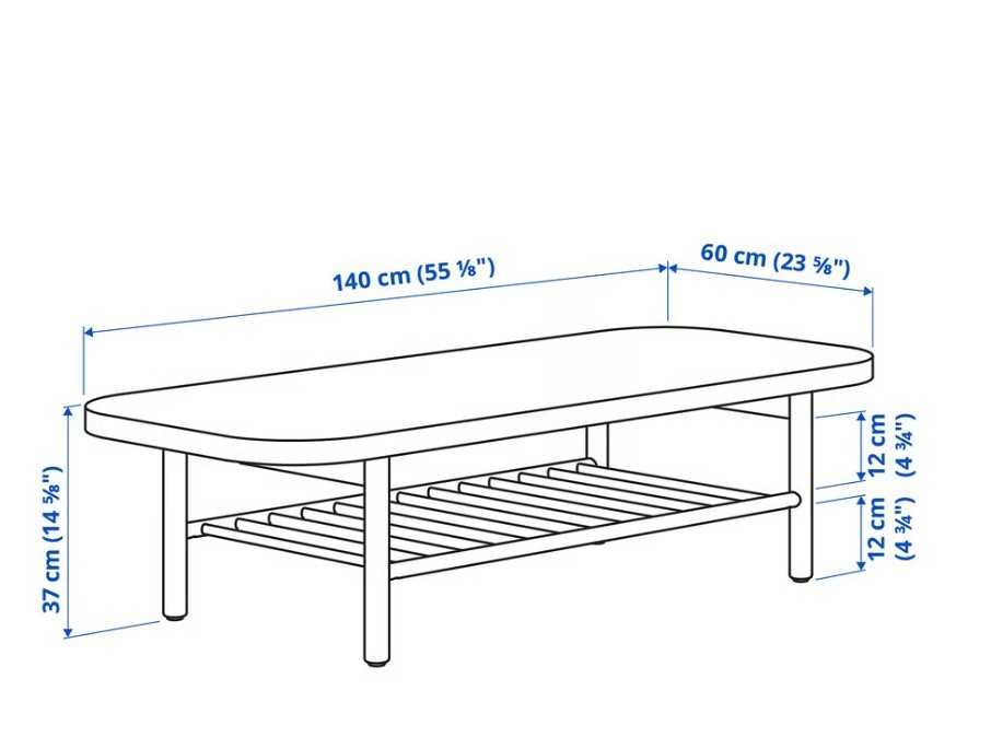Măsuță Cafea IKEA LISTERBY din Stejar, 140x60 cm, cu Poliță Depozitare