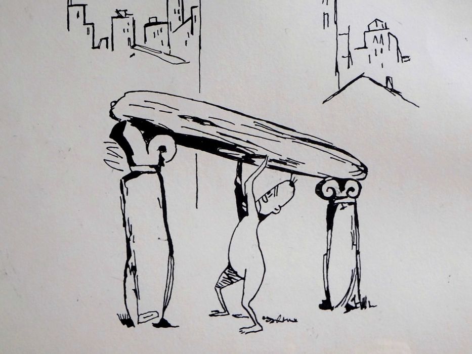 Tablou Ion Popescu Gopo ‘Arhitectura’|Lucrare in tus pe carton subtire