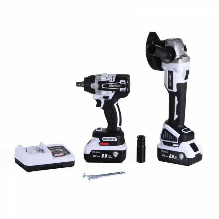 Комплект акумулаторен Винтоверт и Ъглошлайф 36V 8,0Ah StahlMayer Pro