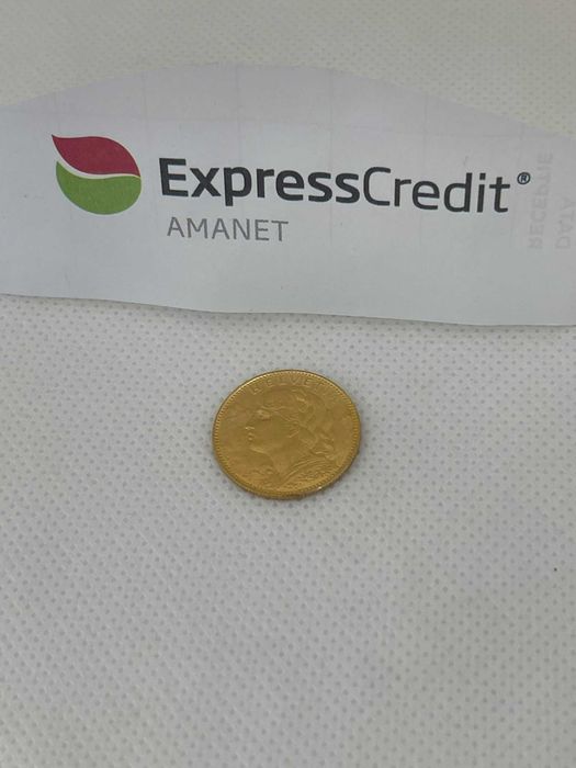 Moneda aur 21,6K 3.22gr 10 franci Helvetia (Ag43 Falticeni B45608) Garantie-Factura!