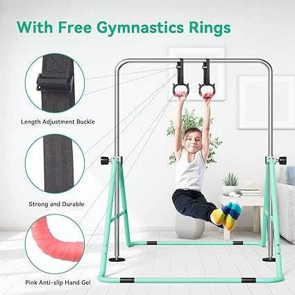 Bară de gimnastică pentru copii FBSPORT cu înălțime reglabilă, pliabilă, de interior, extensibilă pentru antrenament acasă.