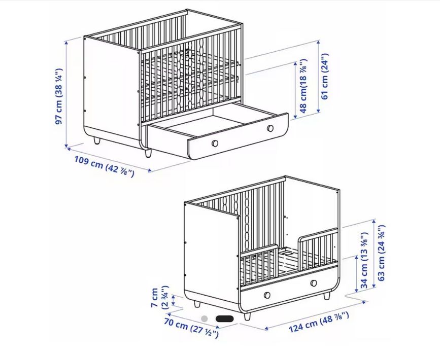 Patut Ikea cu saltea de cocos si protectii