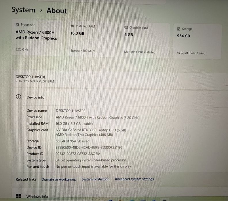 ASUS ROG Strix G17/360Hz/Ryzen 7 6800H/16GB DDR5/RTX 3060/1TB/RGB
