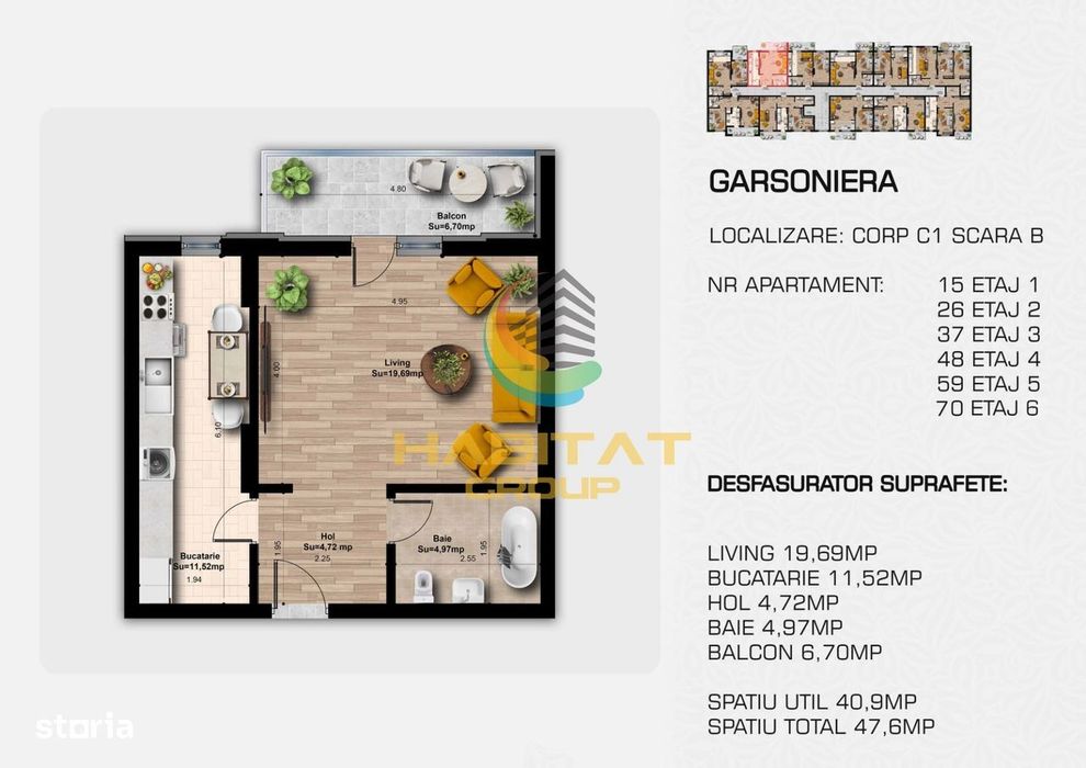 Garsoniera Popesti Leordeni, zona metrou Berceni.