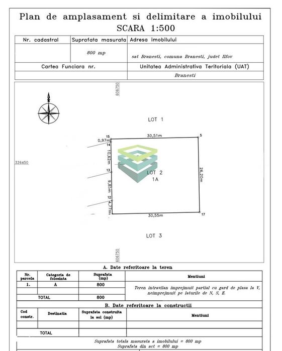 Teren 800mp Vadu Anei | Branesti | Langa Lac si Padure | Rezidential