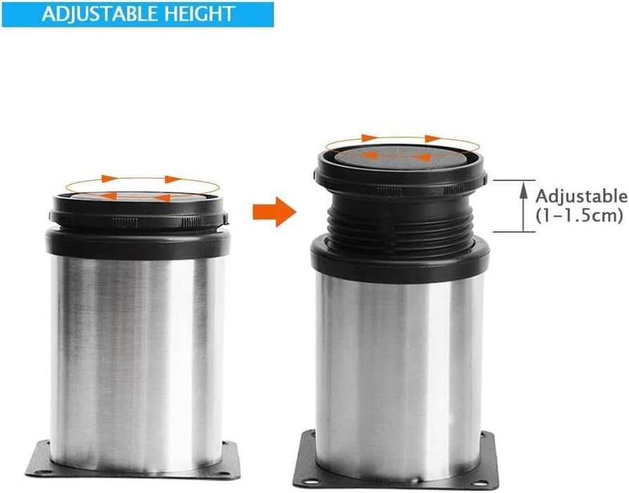 Pachet 4 picioare mobilier inox, dulap, canapea 5,8,10,12,20  cm