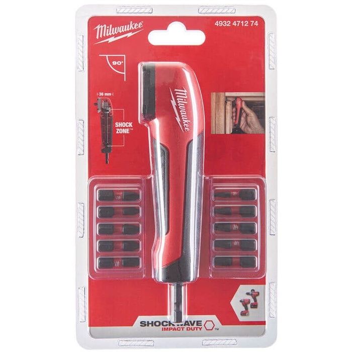 Промоция!Ъглова приставка 1/4” с битове 10 БР 25 мм Milwaukee