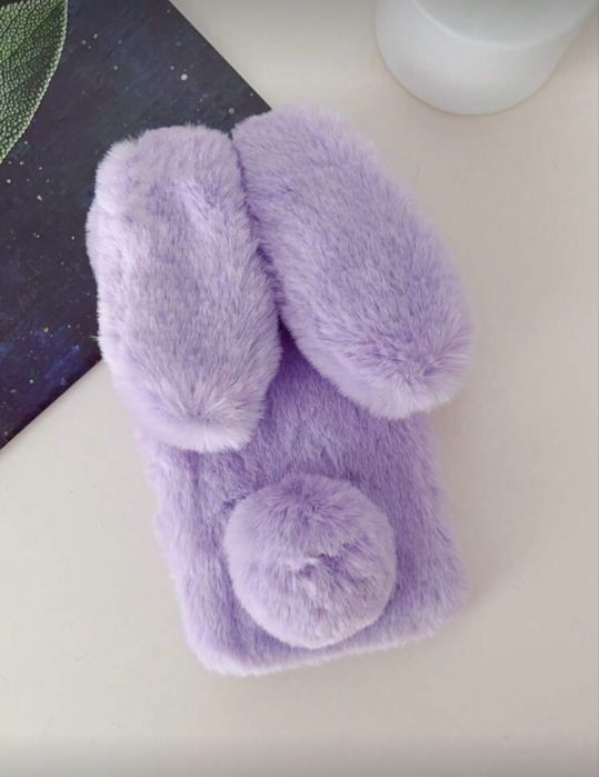 Husa iPhone 13 Apple kawaii din blana pufoasa