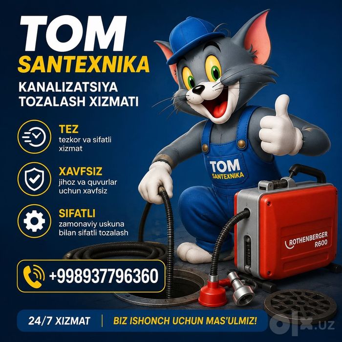 Kanalizatsiya tozalash xizmati 24/7 Santexnik hizmati  Канализация