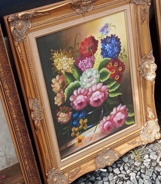 Lucrare deosebita realizată în ulei încadrată într-o ramă superbă din