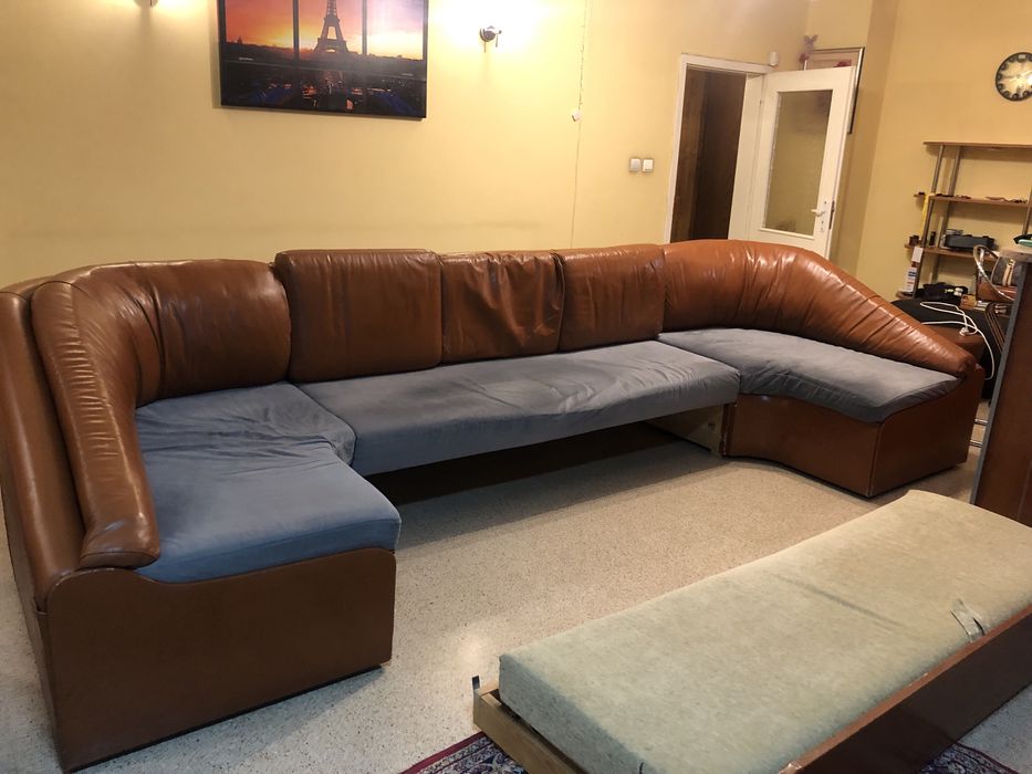 Диван естествена кожа с функция сън